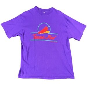 1990s Vintage Texas Red Chili Pepper Purple Graphic T-Shirt Hanes Beefy-T L